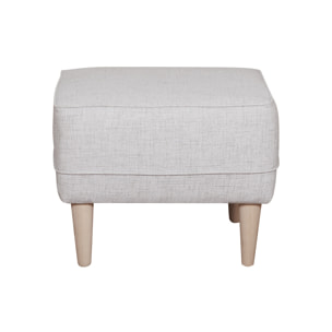 Pouf repose-pieds en tissu gris clair et bois clair PAPEL