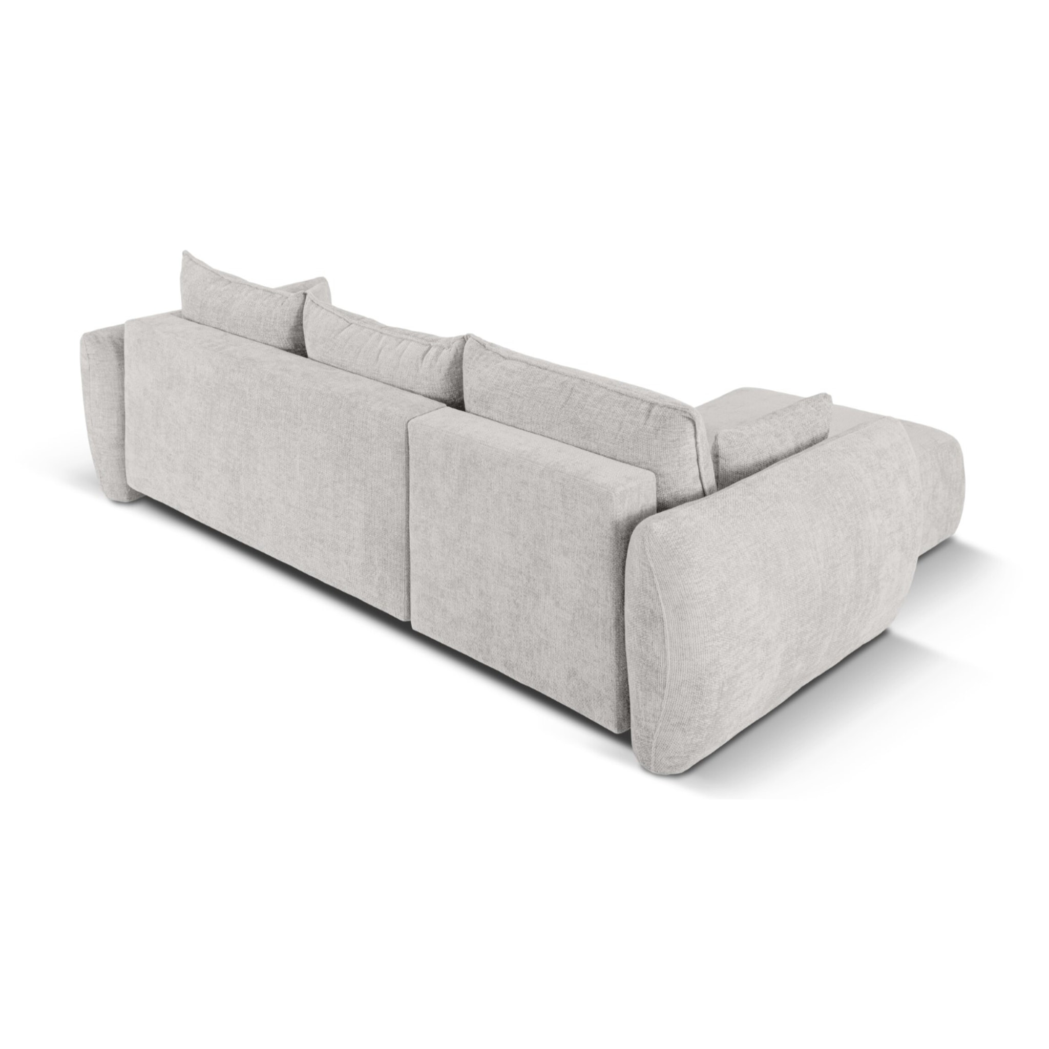 Canapé d'angle gauche convertible avec coffre de rangement "Matera" 4 places en chenille gris clair