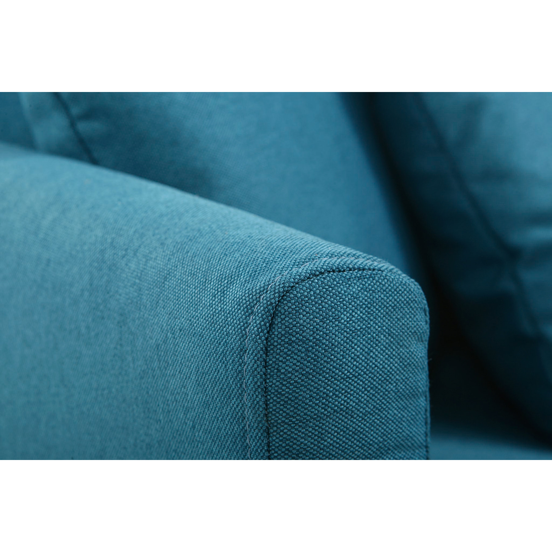 Canapé d'angle gauche scandinave bleu canard déhoussable et bois clair 3-4 places OSLO