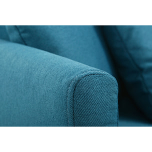 Canapé d'angle gauche scandinave bleu canard déhoussable et bois clair 3-4 places OSLO