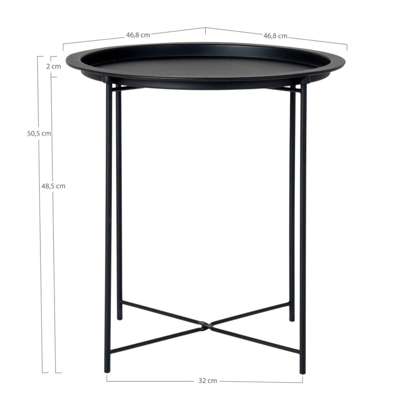 Tavolino d'appoggio Bastia in acciaio nero, ø47×50 cm