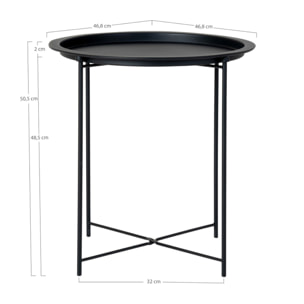 Tavolino d'appoggio Bastia in acciaio nero, ø47×50 cm