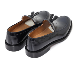 Mocassini in pelle abrasivata con fondo in cuoio antiscivolo blu