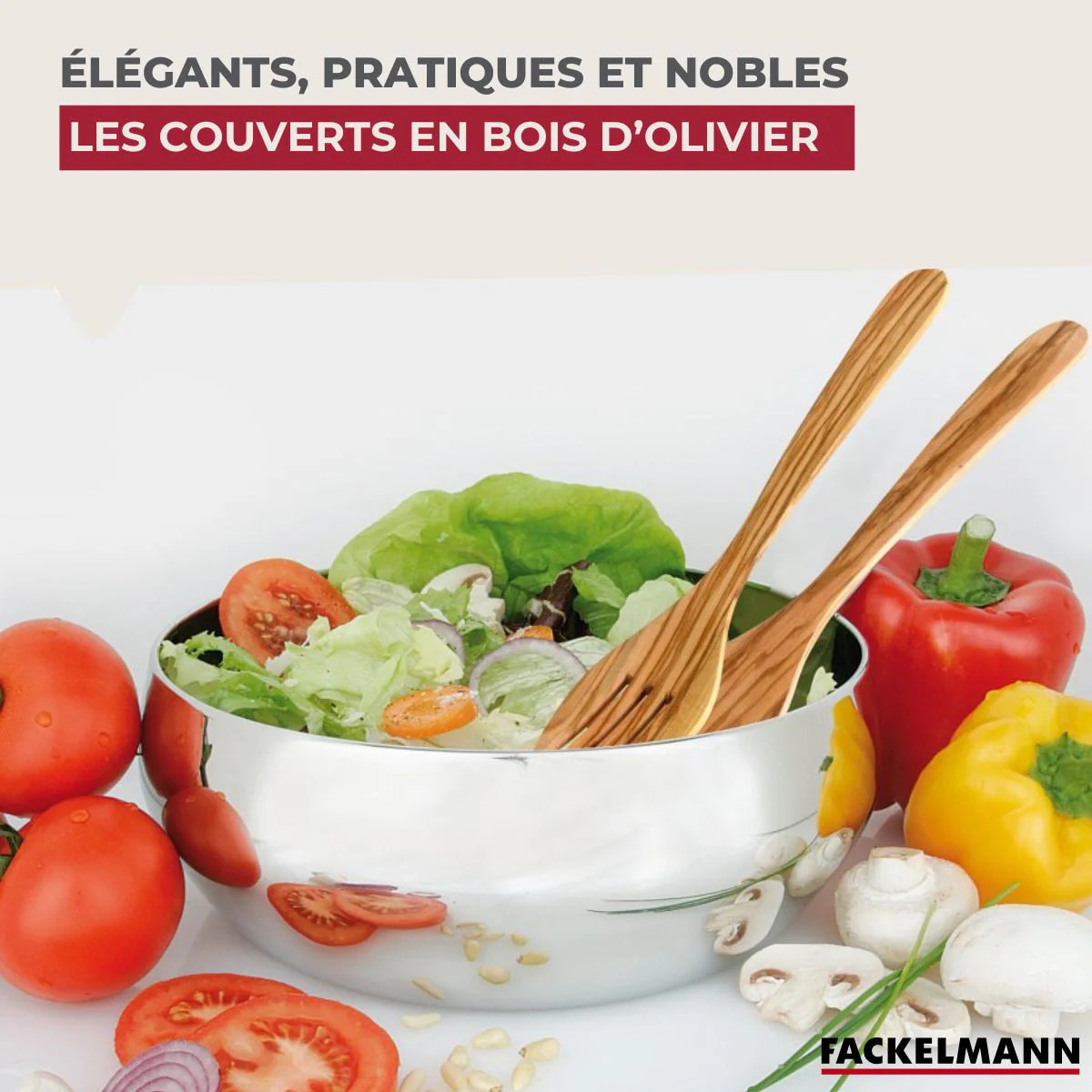 Ensemble de 2 Couverts à salade Fackelmann Édition Bois d'olivier