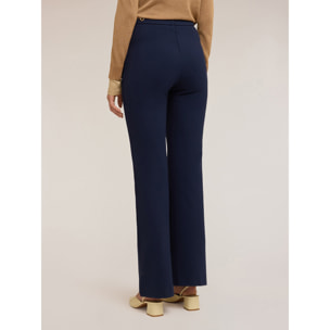 Motivi - Pantalones acampanados con estampado de ojales - Azul