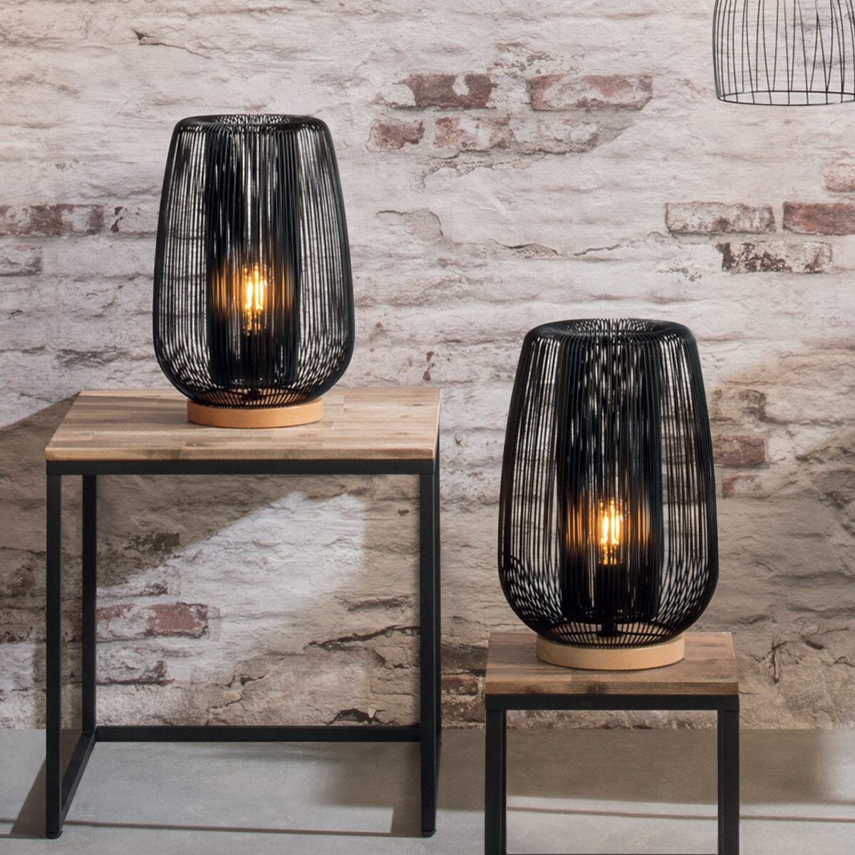 Lampe filaire "Noda" noire - métal H41 cm