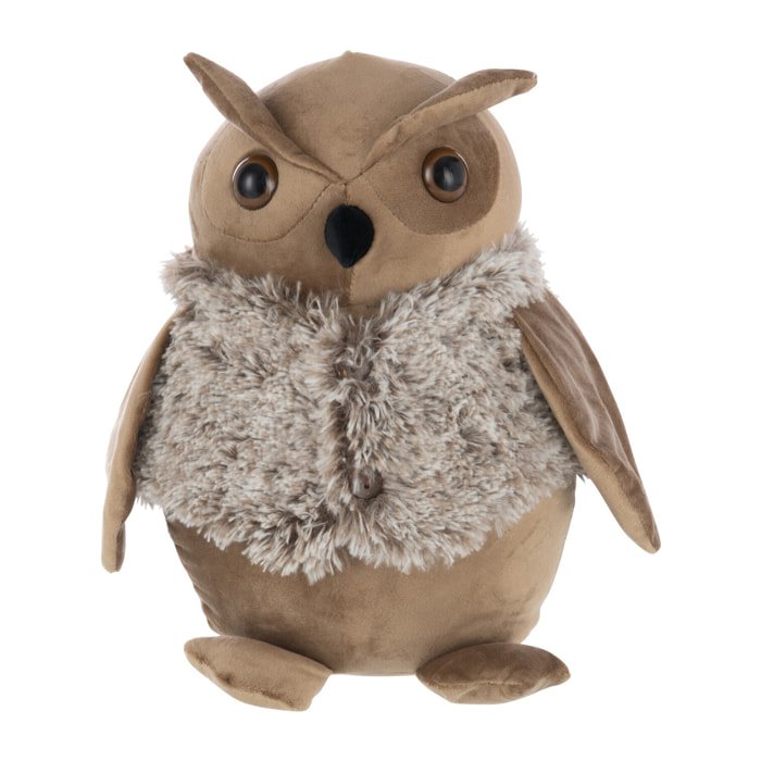 J-Line butoir de porte Hibou + manteau - polyrésine - beige