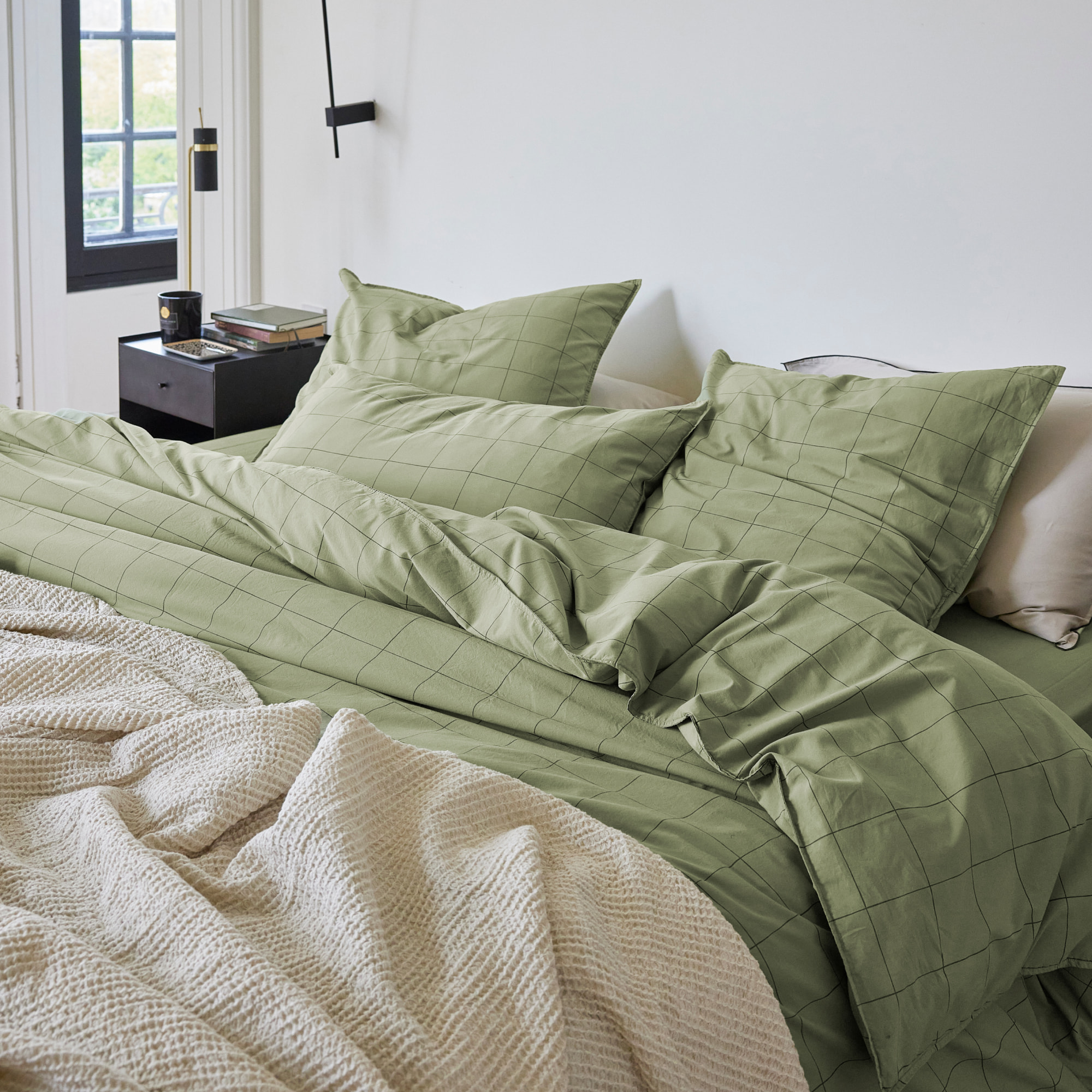 Housse de couette en percale de coton lavé, IMPRESSION GRAPHIQUE