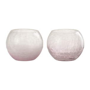 J-Line bougeoir Boule Craquele - verre - mauve - small - 2 pcs