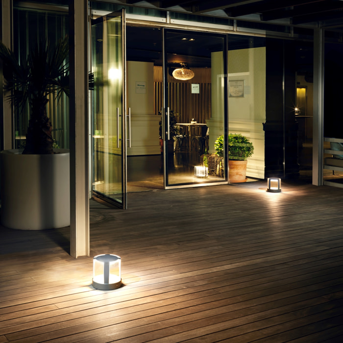 LEDS C4 Baliza Ip66 Compact Ø128Mm Led 10.8W Blanco Cálido - 3000K On-Off Gris Urbano