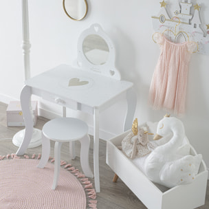 Coiffeuse & tabouret enfant blanc