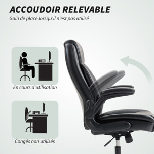Chaise de bureau manager design réglable accoudoirs relevables acier synthétique noir