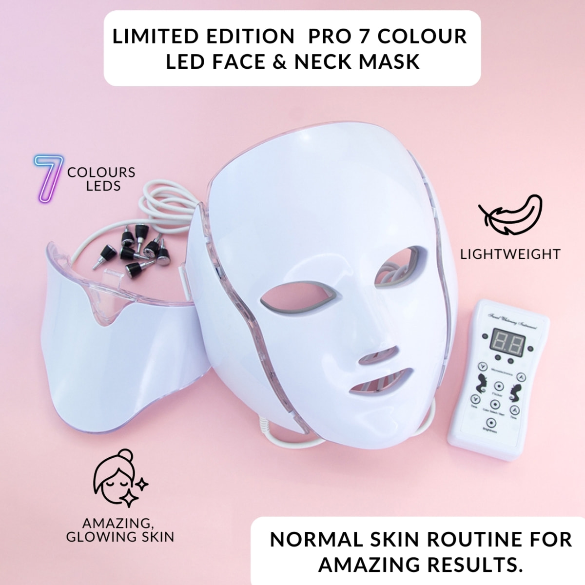 Máscara LED de 7 colores para rostro y cuello – Edición limitada