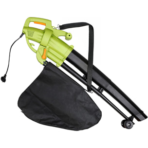 Aspirafoglie Soffiatore Elettrico Da Giardino 3 in 1 Aspiratore Trituratore Soffia Foglie 3000 W 270 Km/h Con Sacca Raccolta 45 L Rotelle Tracolla