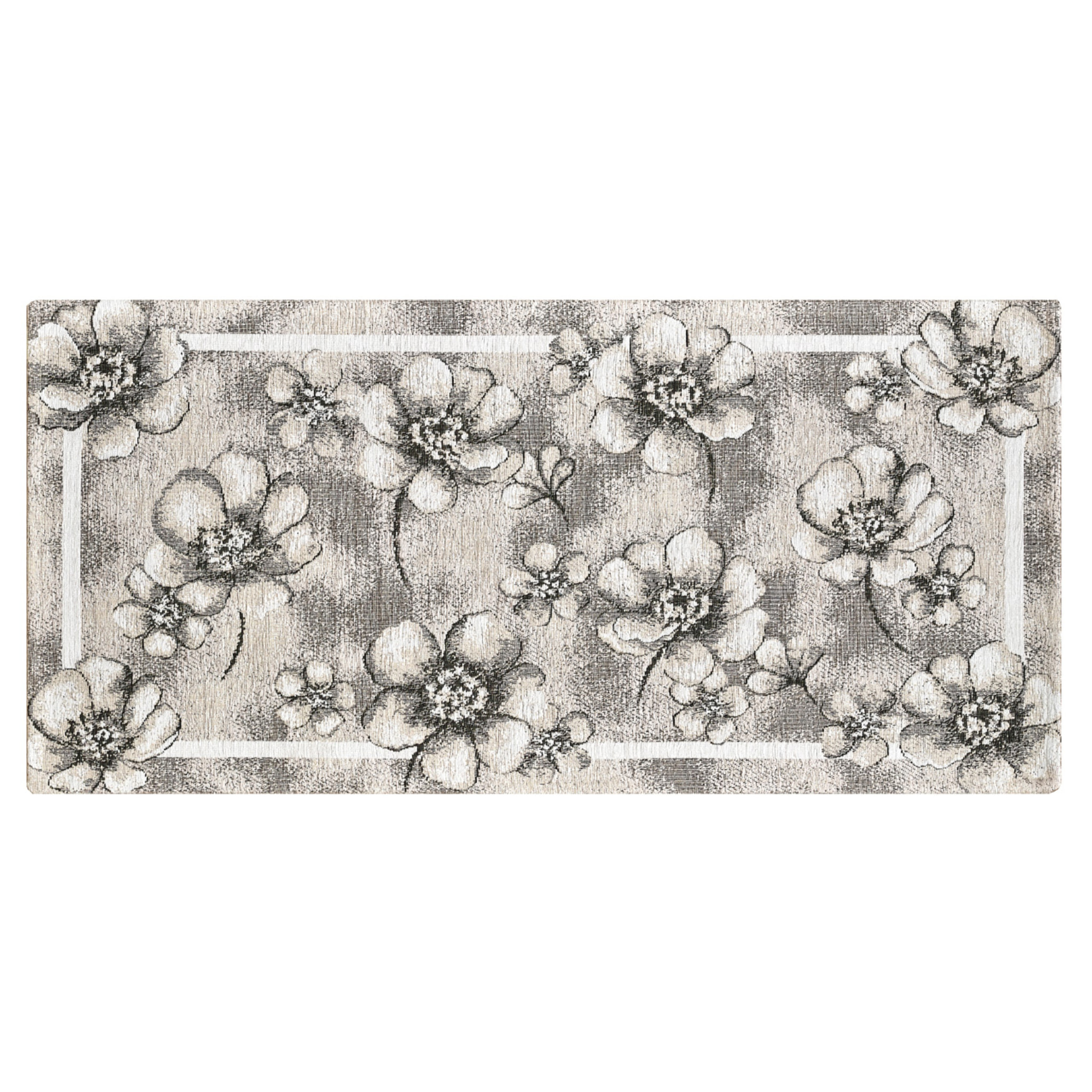 Tappeto Jacquard Ideale Cucina Ingresso Made In Italy Antiscivolo, Lavabile, Morbido Disegno Emily Grigio By Suardi