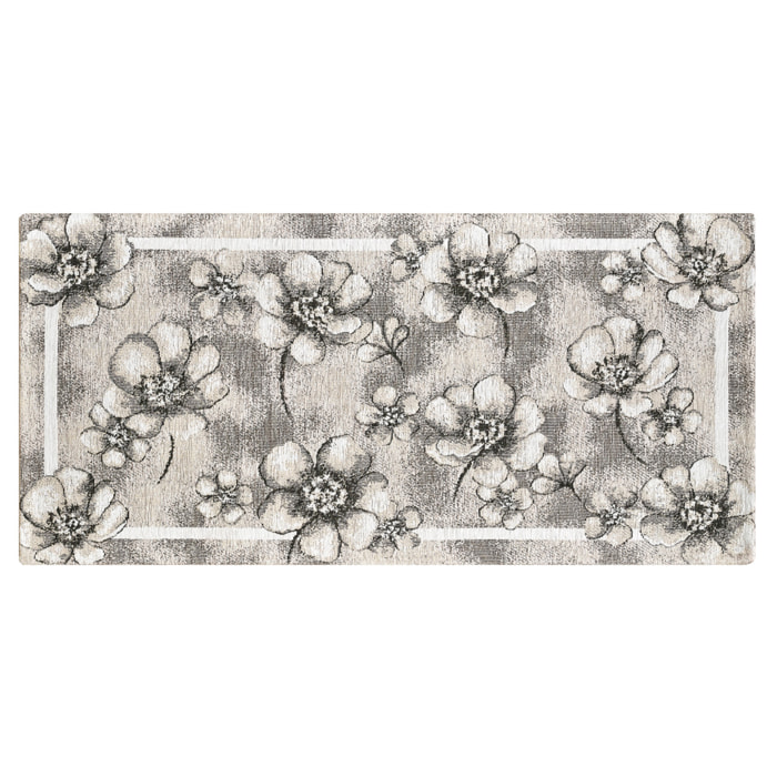 Tappeto Jacquard Ideale Cucina Ingresso Made In Italy Antiscivolo, Lavabile, Morbido Disegno Emily Grigio By Suardi