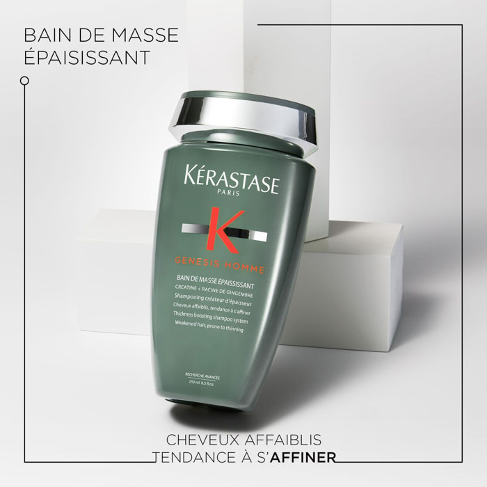 Genesis Homme - Shampoing créateur d’épaisseur pour cheveux affaiblis et affinés, tendance à s’affiner, 250 ml