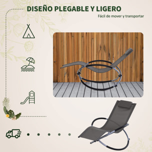 Tumbona Mecedora Plegable Jardín Tumbona Ergonómica para Exterior Patios Gris