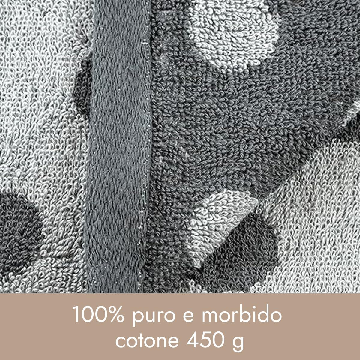 INTRECCI HOME Set Bagno Asciugamani Viso+Ospite, in Puro Cotone 450, Morbidezza Extra, Lavorazione Jacquard, Design a Pois, Elegante e Confortevole