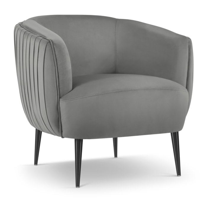 Fauteuil "Cyrille" en velours gris foncé