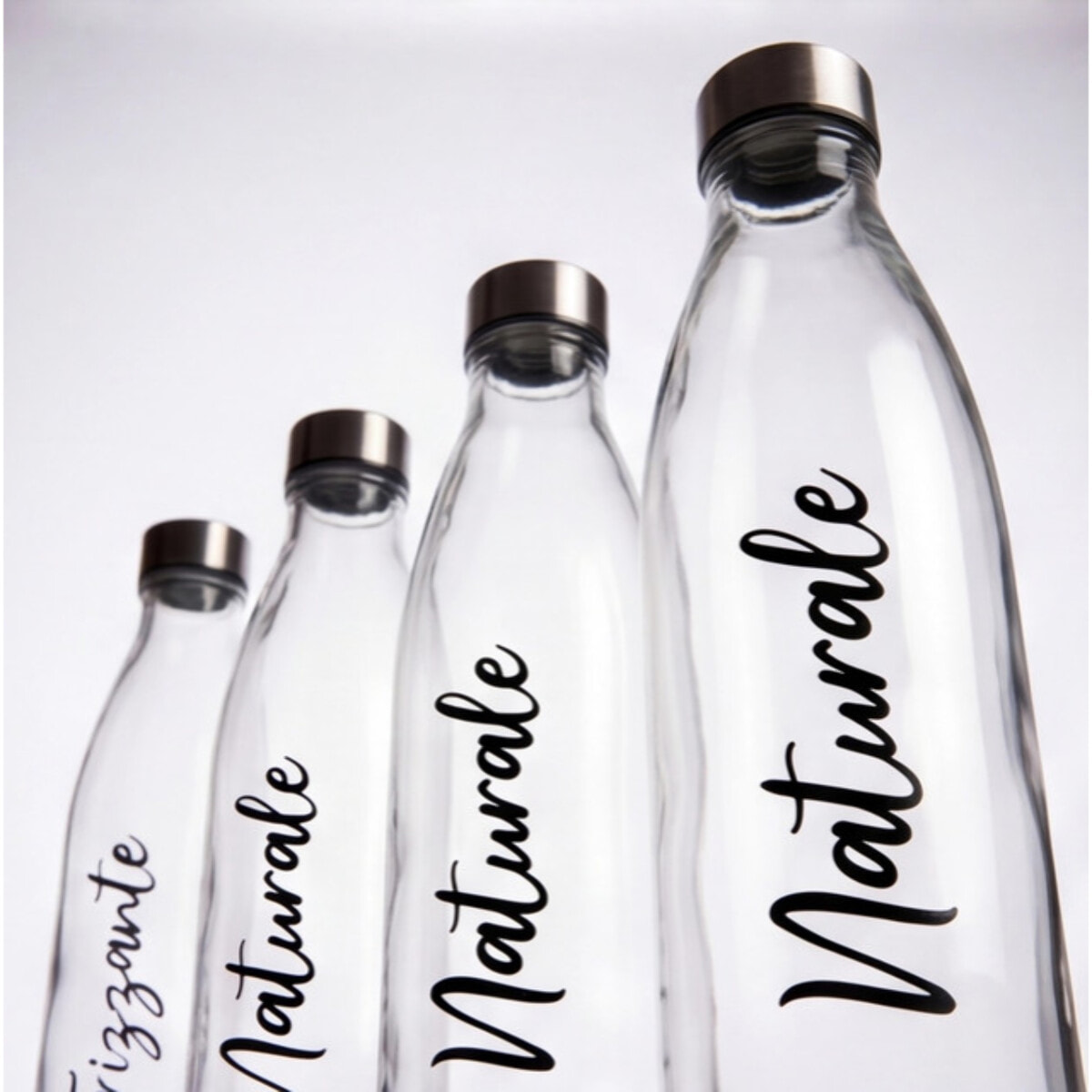 Set 6 bottiglie in vetro da 1 litro con tappo in acciaio inox, bottiglie per acqua naturale e frizzante, resistenti e riutilizzabili, design elegante per tavola e frigorifero, facili da pulire, ideali per casa ristorante e ufficio