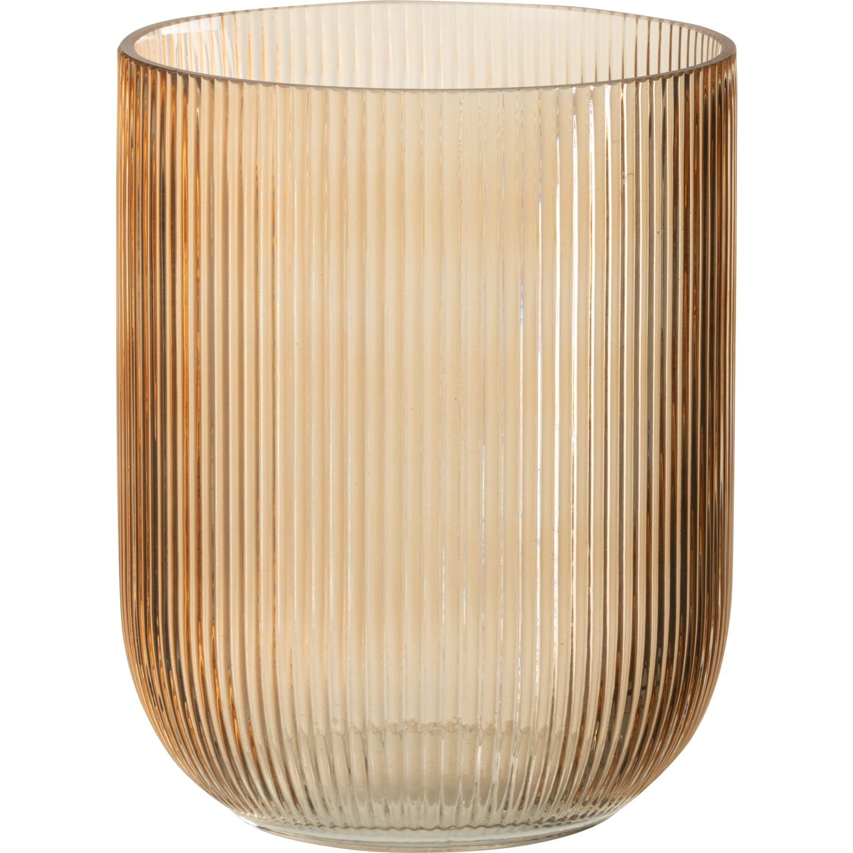 J-Line vase Rayé - verre - brun - medium