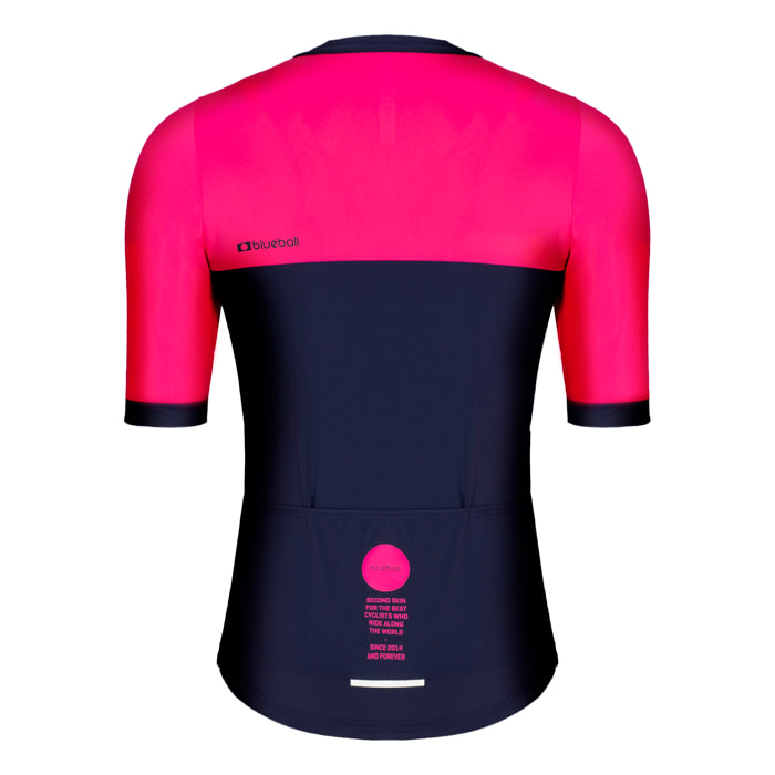Camiseta ciclista hombre manga corta color rosa y azul