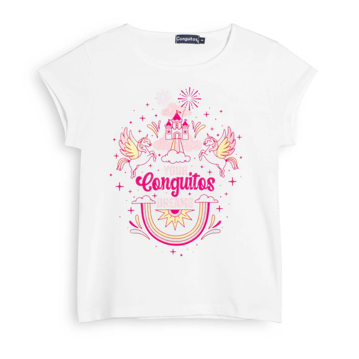 Camiseta de Niña con Diseño de Unicornio en Blanco
