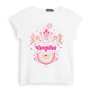 Camiseta de Niña con Diseño de Unicornio en Blanco