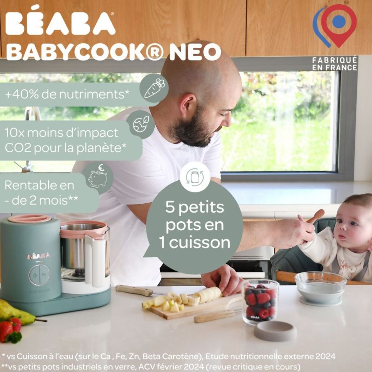 Mixeur Cuiseur Bébé BEABA Babycook neo eucalyptus