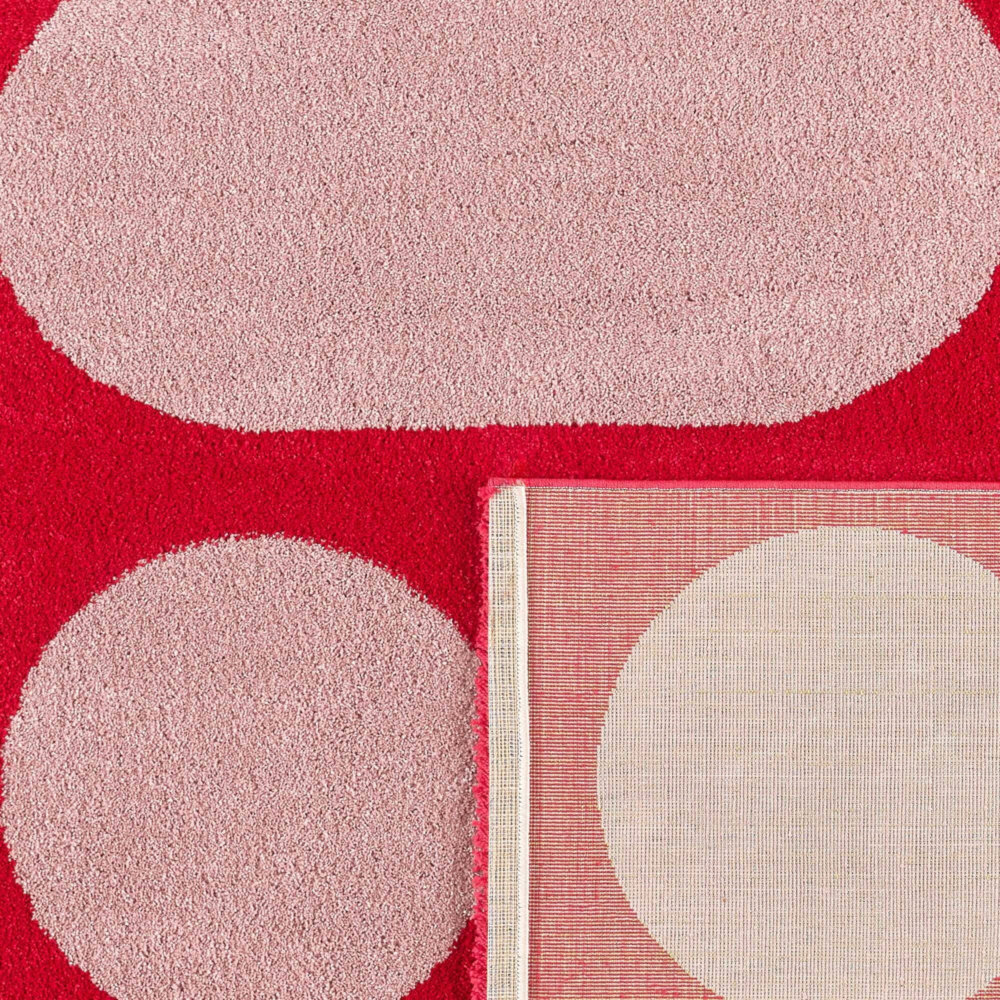 GROOVY - Tapis rétro coloré à motif géométrique - Confortable et moelleux - Rouge