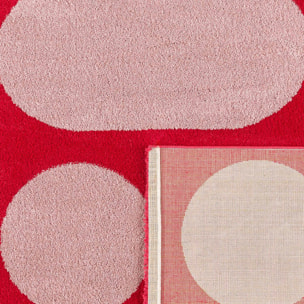 GROOVY - Tapis rétro coloré à motif géométrique - Confortable et moelleux - Rouge