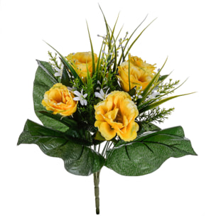 Bouquet Di Lisiantus. Altezza 32 Cm - Pezzi 4 - 24X32X24cm - Colore: Giallo - Bianchi Dino - Fiori Artificiali