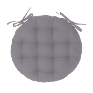 Galette de chaise ronde en coton gris D38 cm