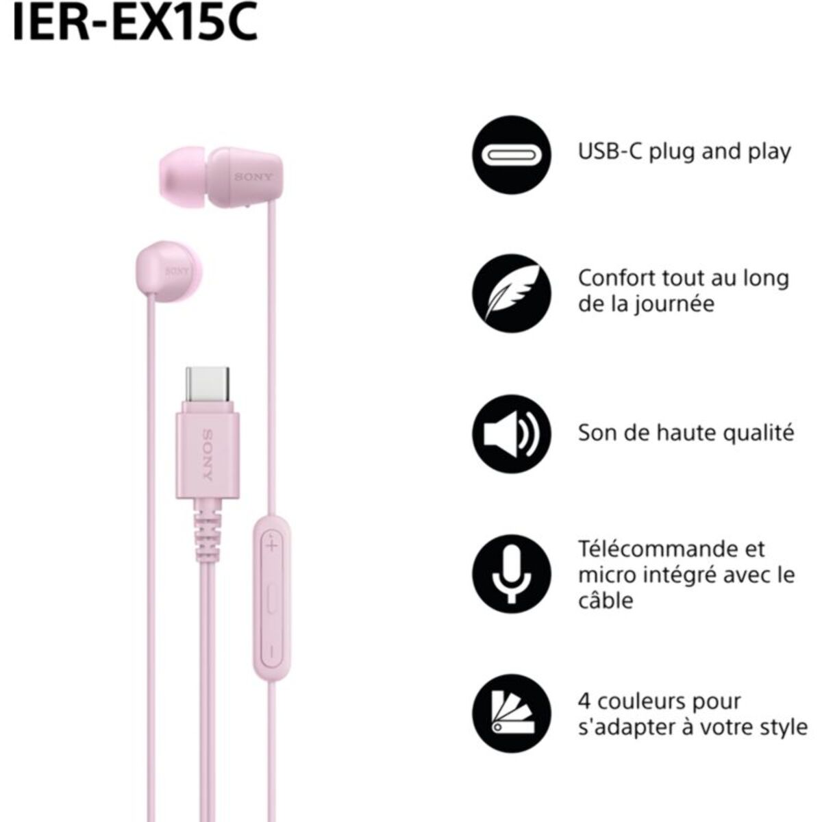 Ecouteurs SONY IER EX15C Rose