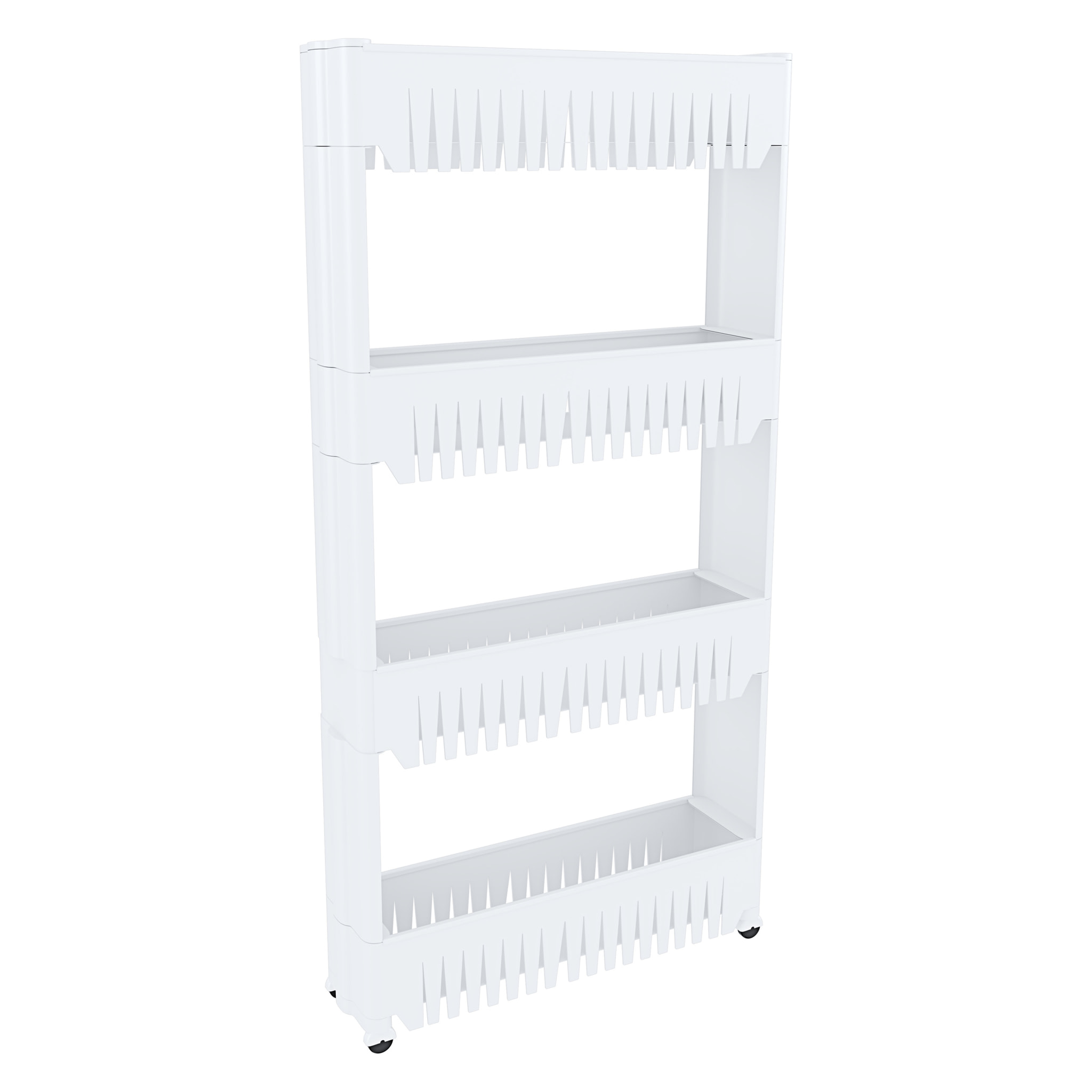 Carrello Da Cucina Salvaspazio Carrellino Portaoggetti Con Rotelle Ruote 4 Ripiani Dispensa Bagno Fino a 2.5 Kg Per Ripiano 103 x 12,5 x 54 cm Bianco