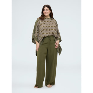 Fiorella Rubino - Pantalones Wide Leg con cordón en la cintura - Verde militare
