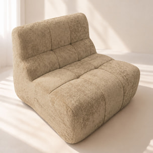 Fauteuil en tissu chenille entrelacé taupe VOLTA