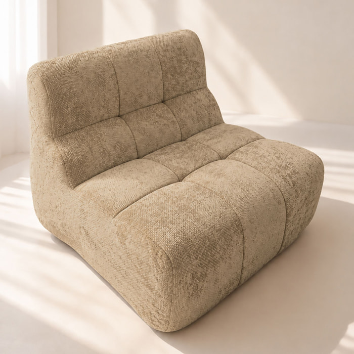 Fauteuil en tissu chenille entrelacé taupe VOLTA