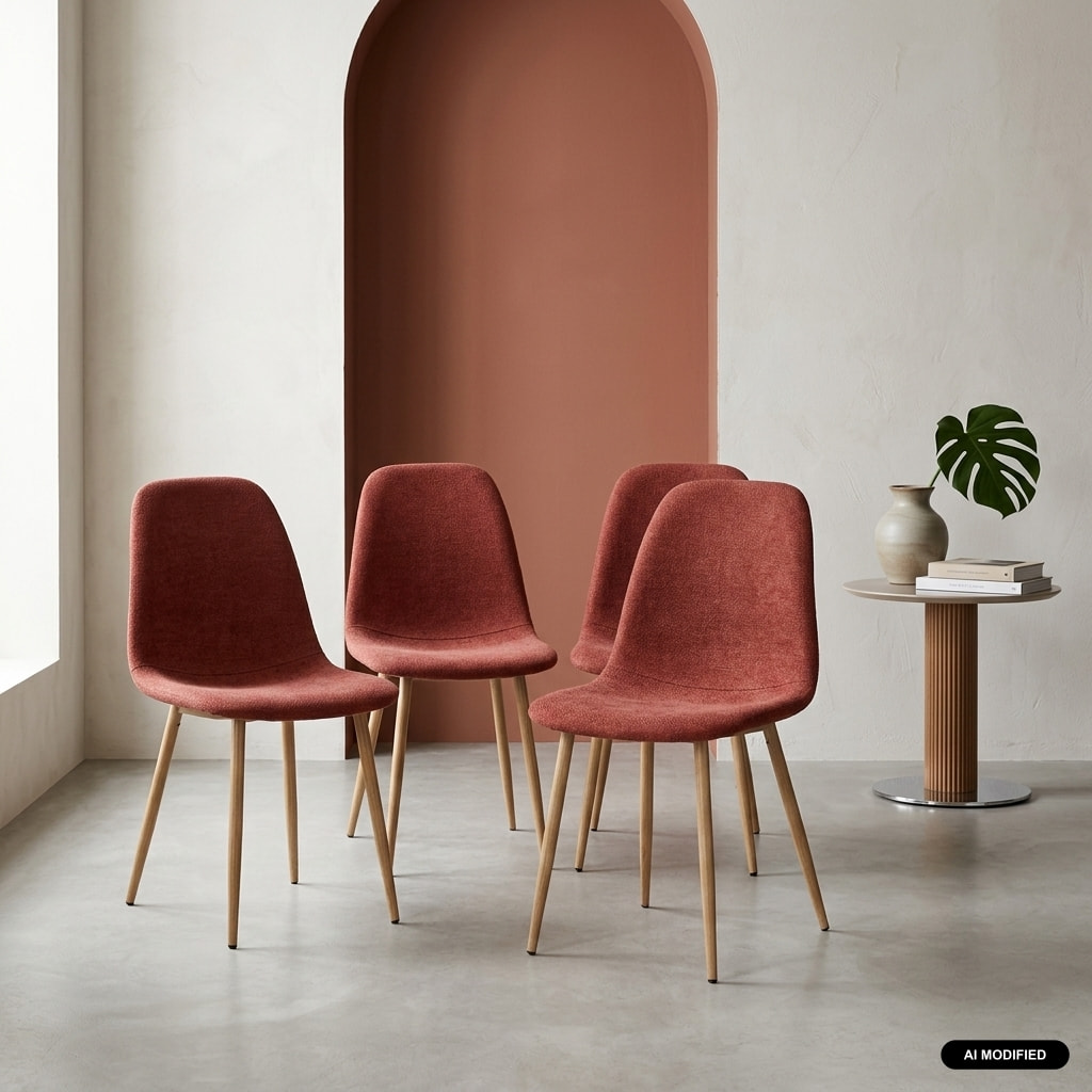 Chaise décor bois et tissu (lot de 4) VERA