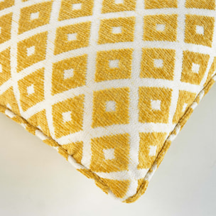 Coussin déhoussable en jacquard - Jaune