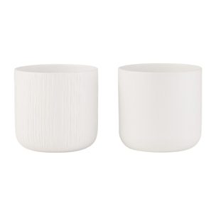J-Line cache-pot Gen - céramique - blanc - medium - 2 pièces - Ø 15 cm