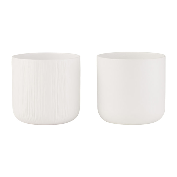 J-Line cache-pot Gen - céramique - blanc - medium - 2 pièces - Ø 15 cm
