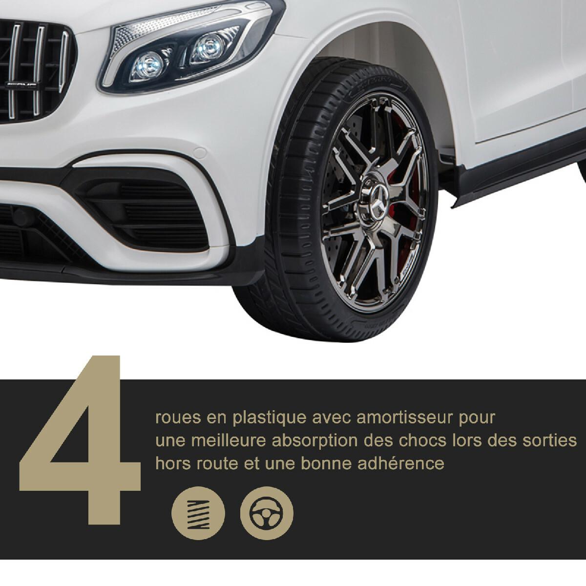 Voiture véhicule électrique enfants 12 V 35 W V. max. 3 Km/h télécommande effets sonores + lumineux blanc Mercedes GLC AMG