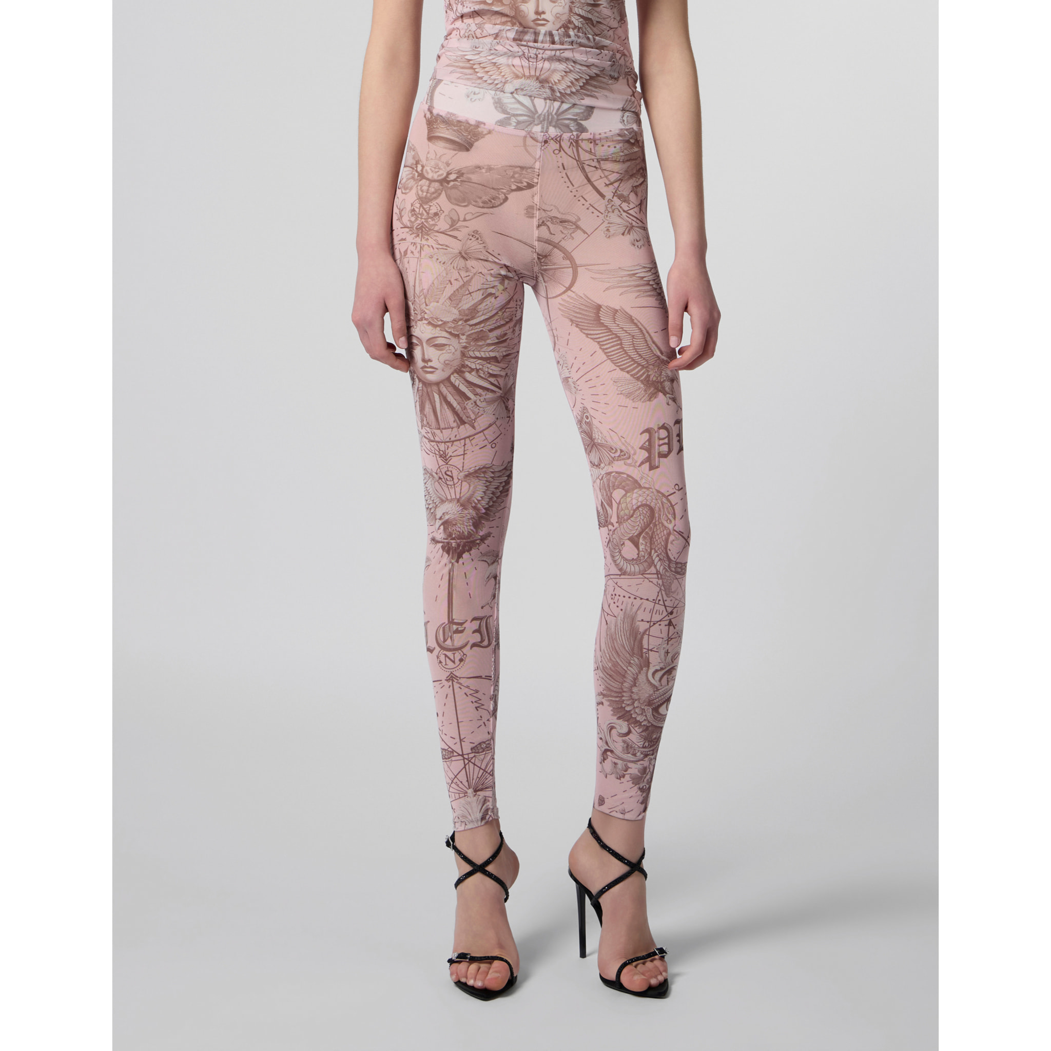 PHILIPP PLEIN Tulle Leggings Butterfly Tattoo