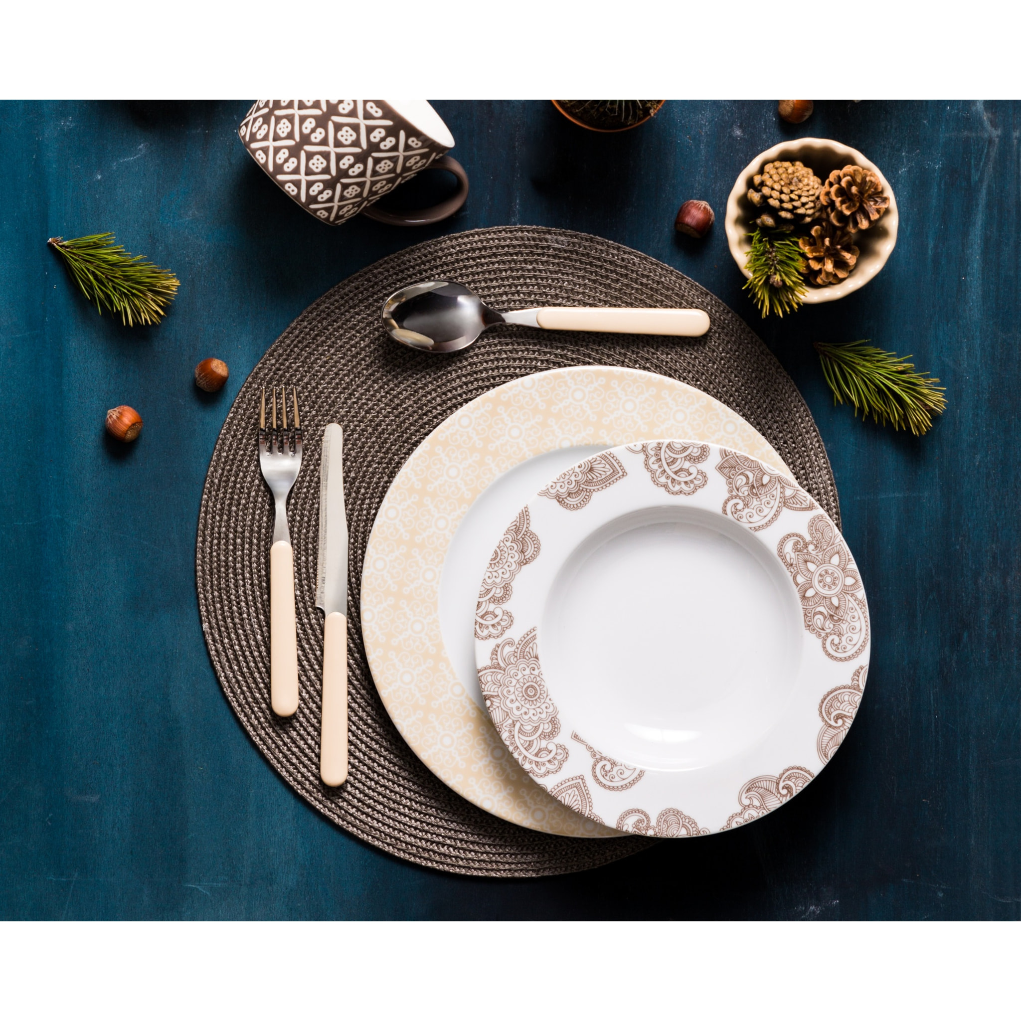 Set de 6 sets de table ronds Excelsa – Round, Polypropylène Gris