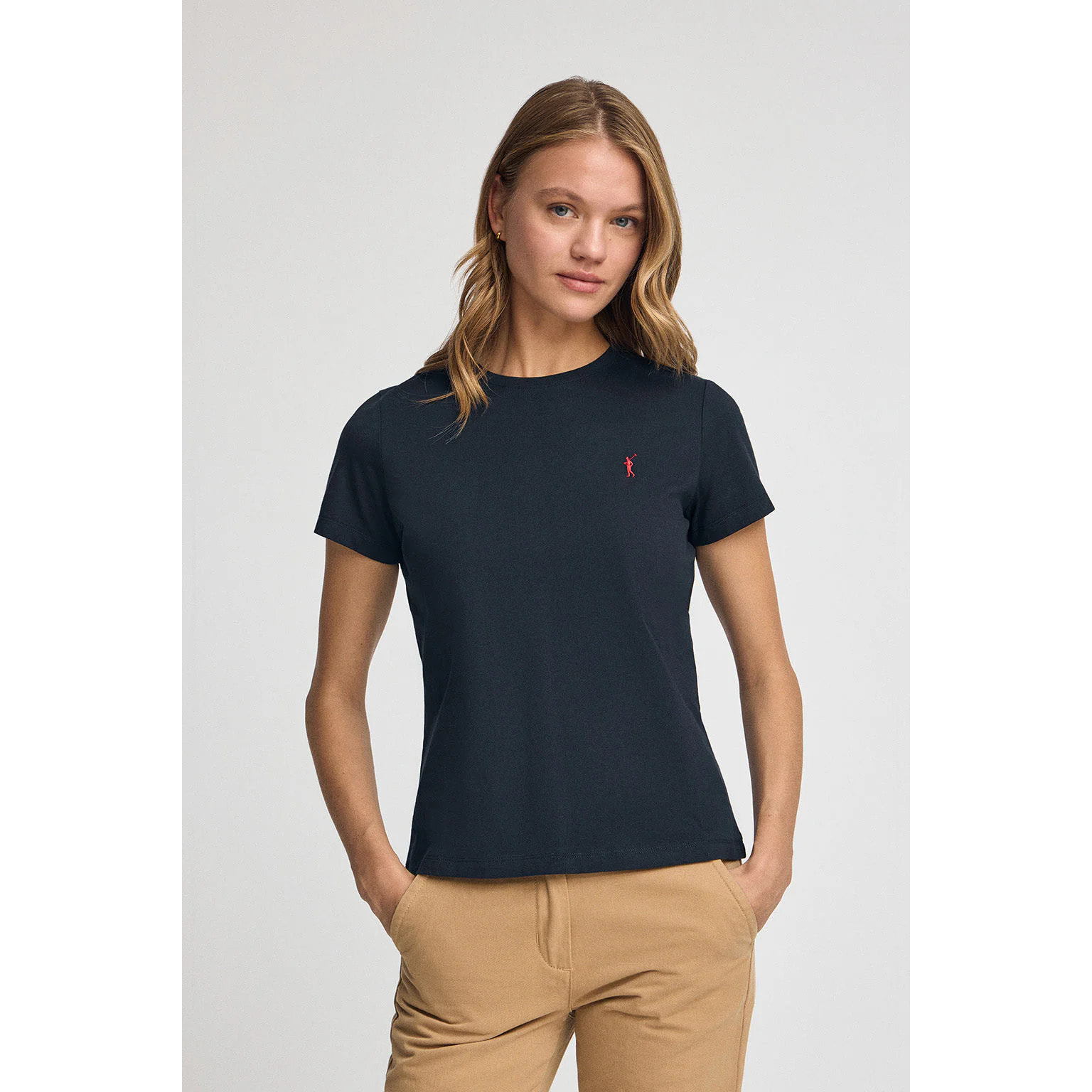 Camiseta azul marino de manga corta con bordado Rigby Go