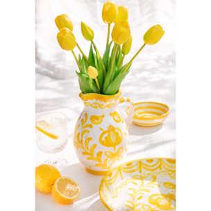 J-Line cruche Granada Stripes - céramique - blanc/jaune - medium