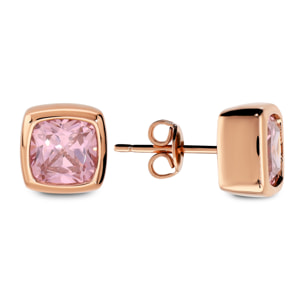 Orecchini a Lobo Quadrati con Cubic Zirconia Rosa