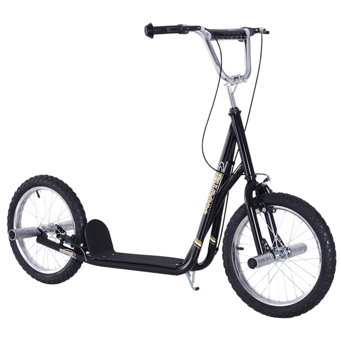 Trottinette patinette freestyle grandes roues pneumatiques Ø 41 cm hauteur guidon réglable béquille pegs inclus acier noir